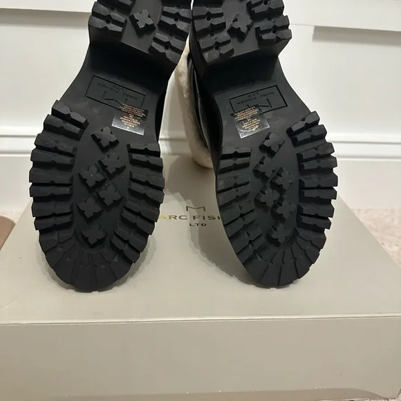 Marc Fisher Black and Cream Winter Rain Boots - Picture 5 of 9